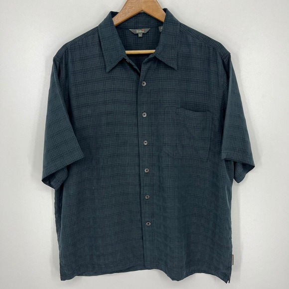 Royal Robbins Other - Royal Robbins Mens Large Short Sleeve Button Down Grid Pattern Shirt Blue